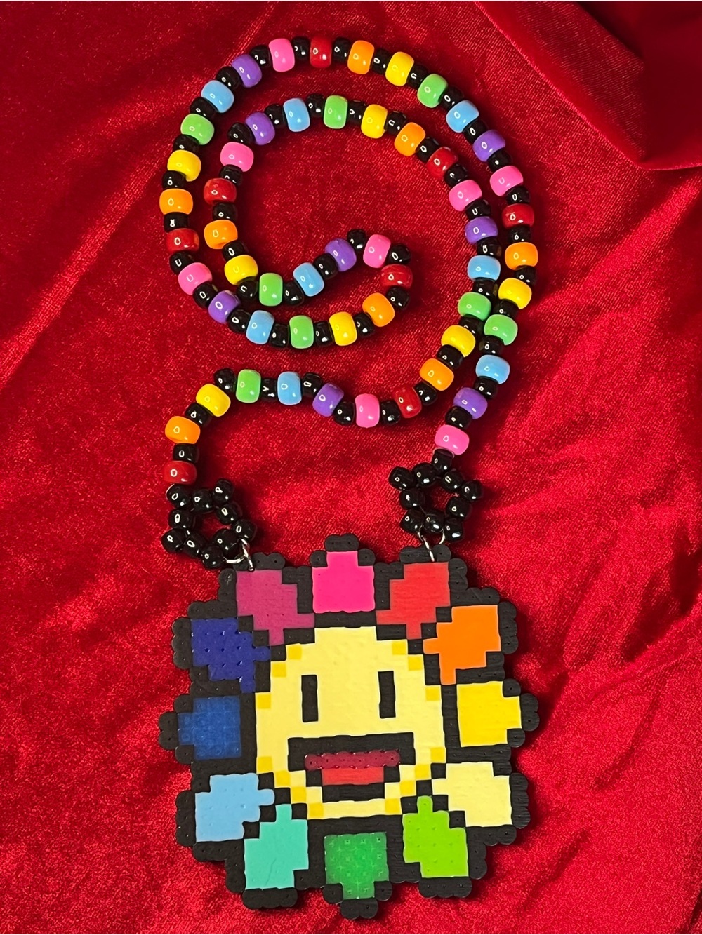 Smiley Rainbow Flower Necklace